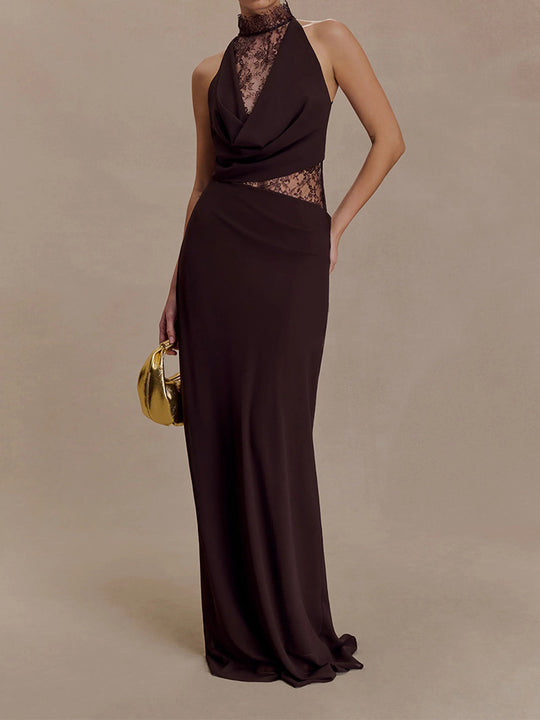 Damen Elegantes Bodenkonturen-Kleid mit exquisiter Spitzeneinlage R&B