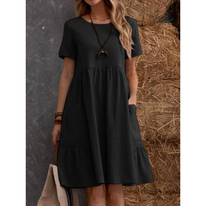Damen Midikleid mit lockerer Passform und praktischen Taschen R&B
