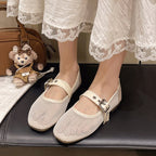 Damen Vintage Ballerinas mit dekorativem Schnallenverschluss
