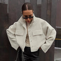 Damen Oversized Wolljacke mit Knopfleiste und praktischen Taschen R&B