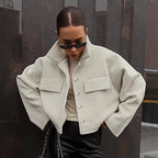 Damen Oversized Wolljacke mit Knopfleiste und praktischen Taschen R&B
