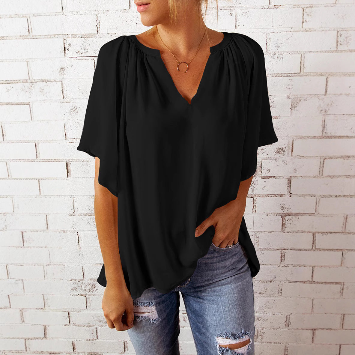 Damen elegante Chiffon-Bluse R&B
