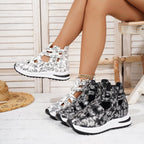 Damen Sportliche Sneaker mit floralem Design und atmungsaktiver Netzstruktur R&B