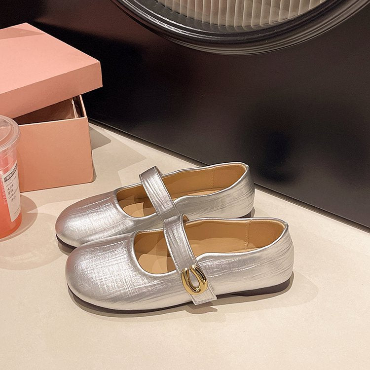Damen elegante Mary Jane Ballerinas mit modischem Schnallenakzent R&B