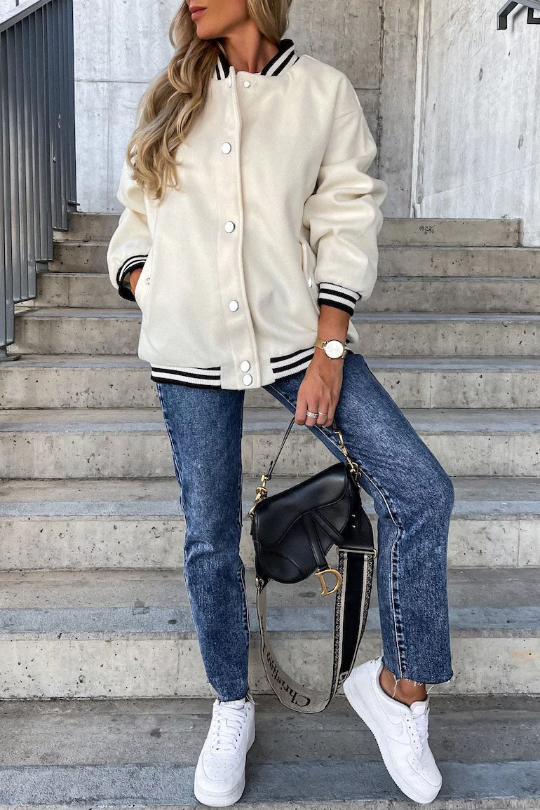 R&B | Taschen Kontrast Baseball Wolljacke