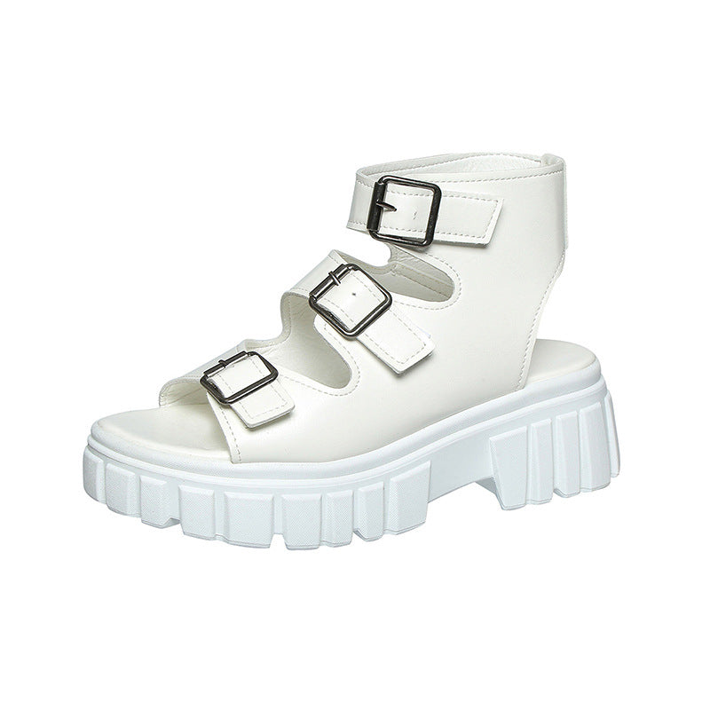 Damen Wedge-Sandalen mit mehreren verstellbaren Schnallen und robustem Plateau R&B