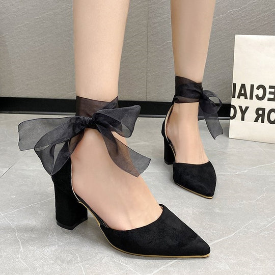 Damen elegante Pumps mit zarter Schleifenbindung R&B