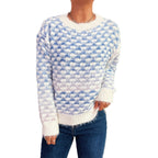 Damen Modischer Strickpullover mit Karo-Muster R&B