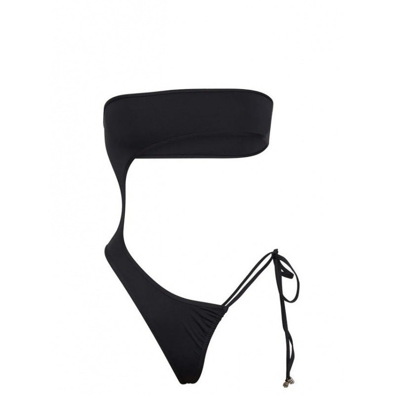 Damen Einteiler Badeanzug mit asymmetrischem Schnitt und gesteppter Taille R&B