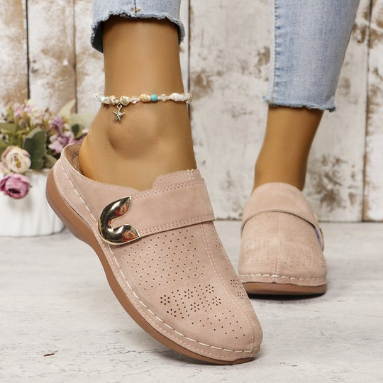Damen bequeme Clogs mit atmungsaktiver Obermaterialstruktur und modischem Riemchen R&B