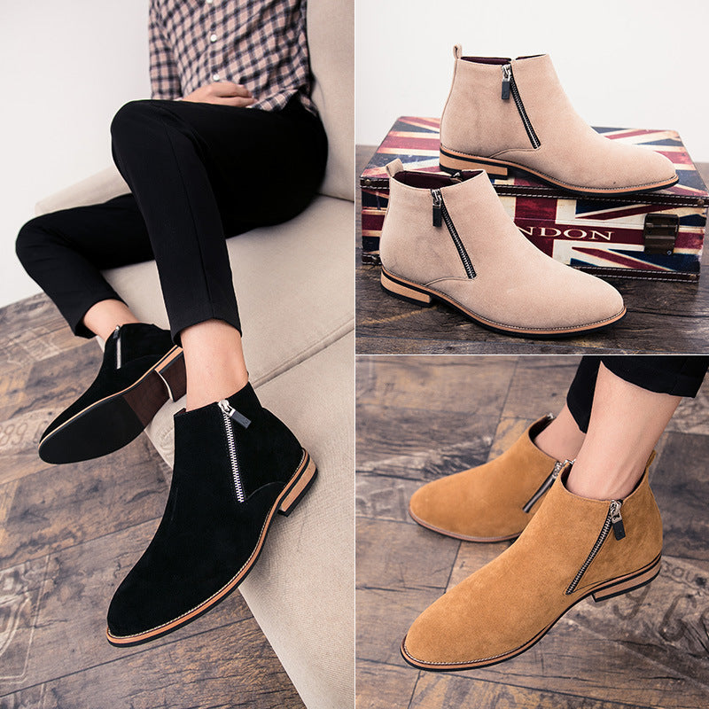 Damen Modische Ankle Boots aus Wildleder mit Reißverschluss R&B