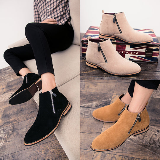 Damen Modische Ankle Boots aus Wildleder mit Reißverschluss R&B