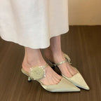 Damen elegante Slingback-Pumps mit floralem Dekor R&B