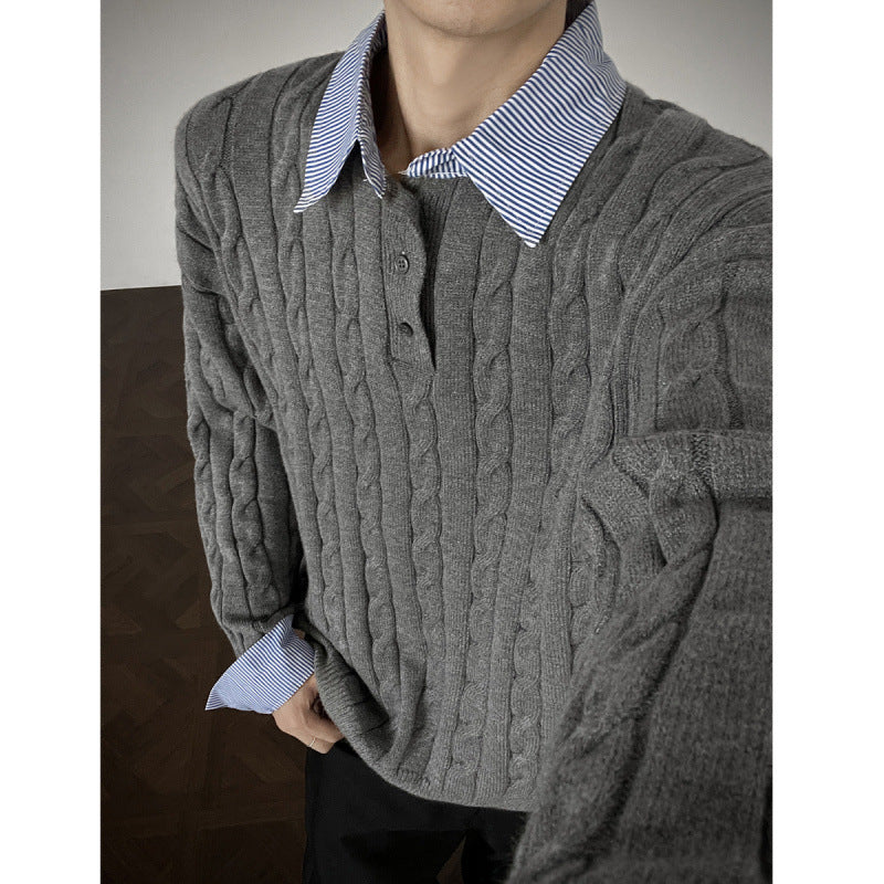 Damen Strickpullover mit hochwertigem Kabelmuster und Kragen R&B