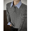 Damen Strickpullover mit hochwertigem Kabelmuster und Kragen R&B
