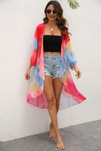 Damen eleganter Strandkimono mit buntem Tie-Dye-Design R&B