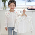 Mädchen Bluse mit voluminösem Spitzenkragen R&B
