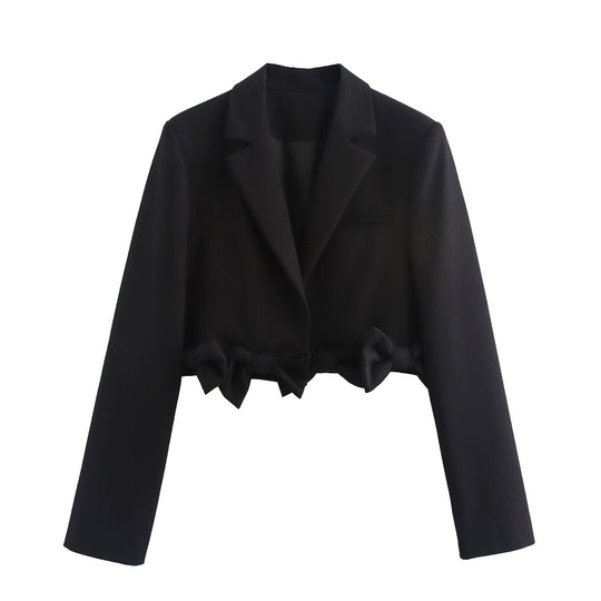 Damen modische Blazerjacke mit dekorativen Schleifen R&B