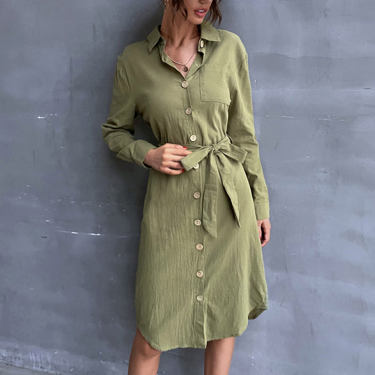 Damen Hemdblusenkleid mit Taillengürtel und praktischen Knopfdetails R&B