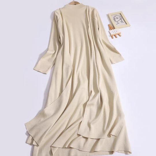 Damen eleganter Longmantel mit asymmetrischem Schnitt und hohem Kragen R&B