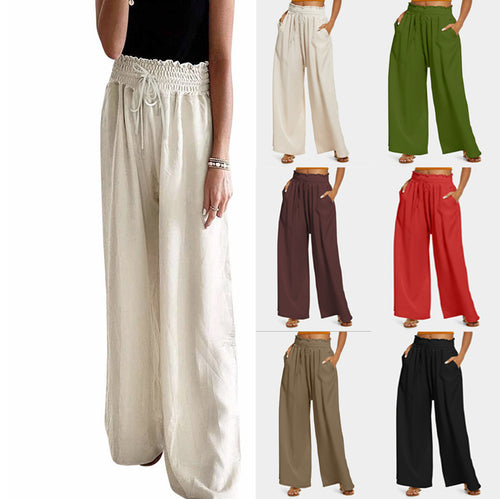Damen Weite Palazzo-Hose mit elastischem Bund und praktischen Taschen R&B