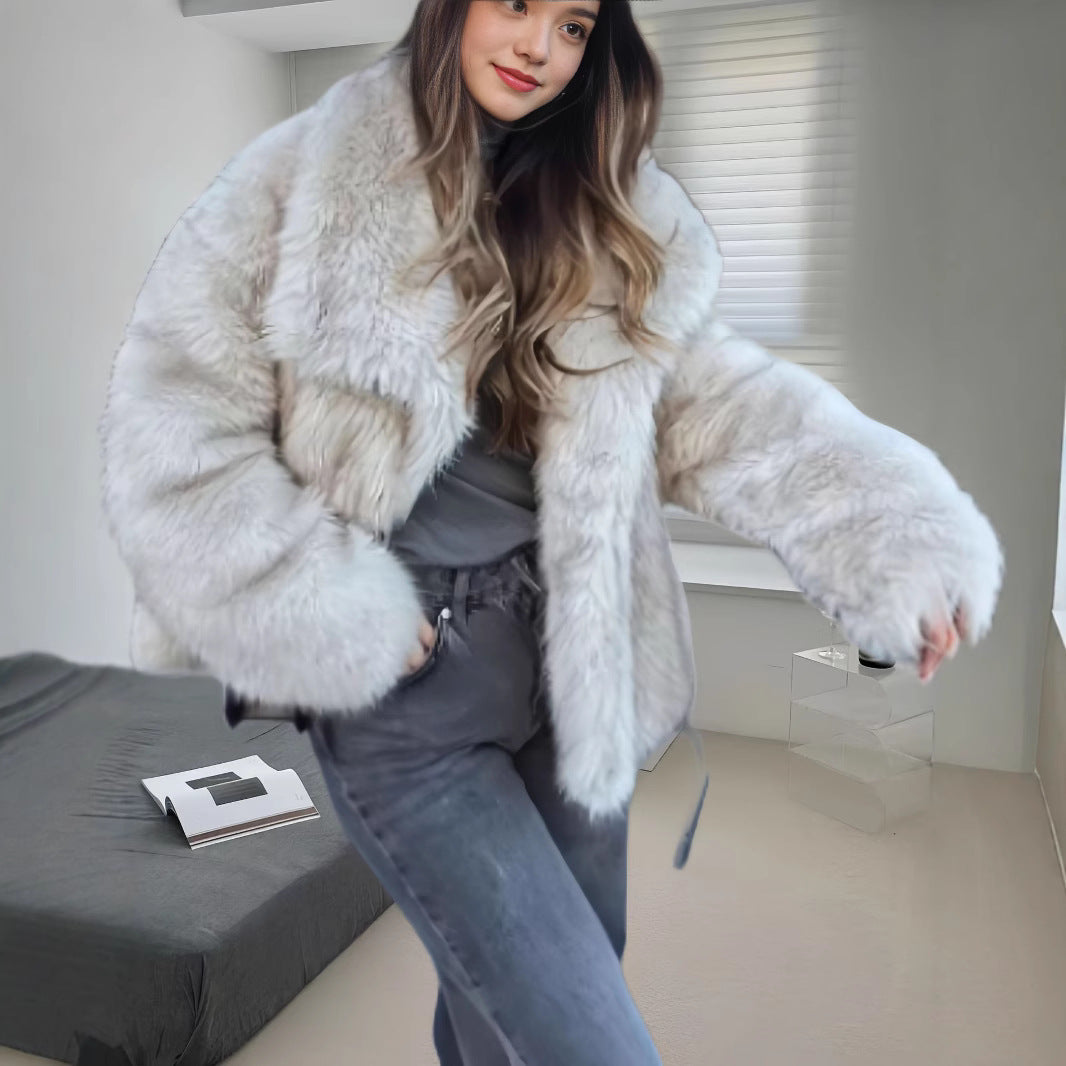 Damen kuschelige Pelzjacke R&B
