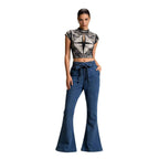 Damen Flared Jeans mit hohem Bund und bequemem Stretchbund