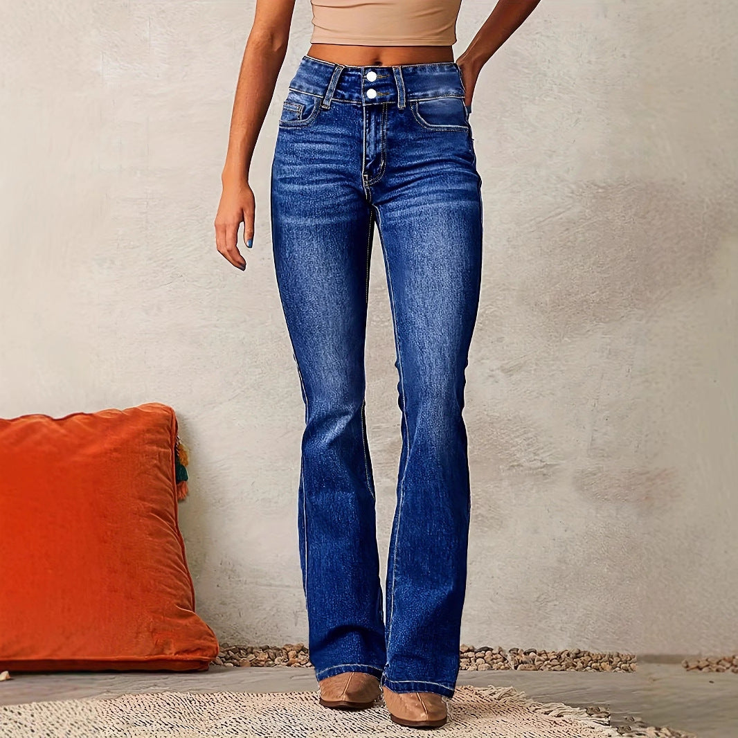 Damen Flared Jeans mit hohem Bund und flexibler Passform R&B