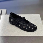 Damen Ballerinas mit floralem Glitzer-Akzent und verstellbarem Riemendesign R&B