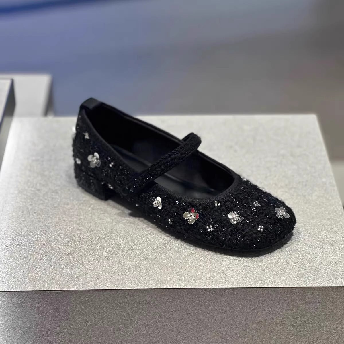 Damen Ballerinas mit floralem Glitzer-Akzent und verstellbarem Riemendesign R&B