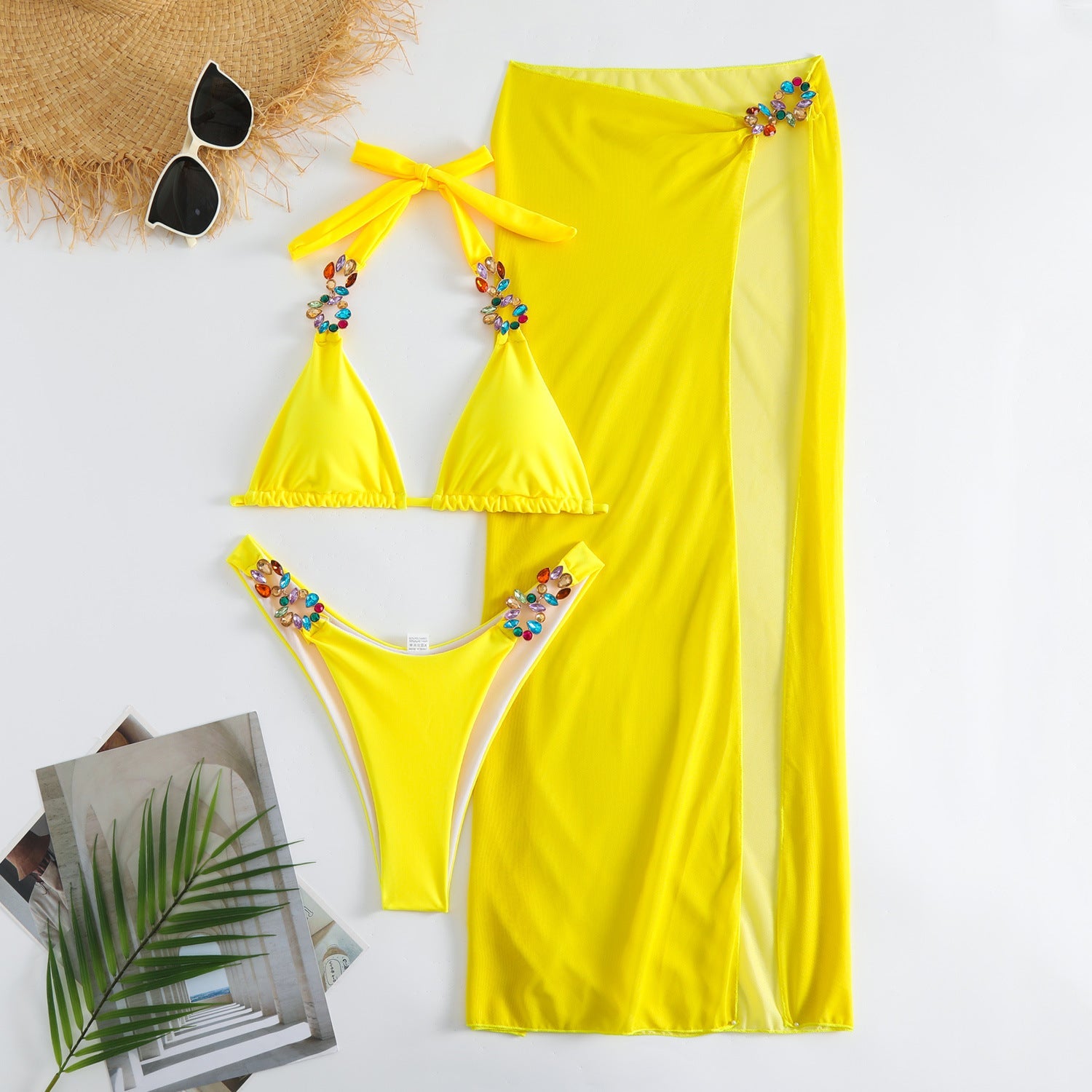 Damen Bikini-Set mit verzierten Trägern R&B