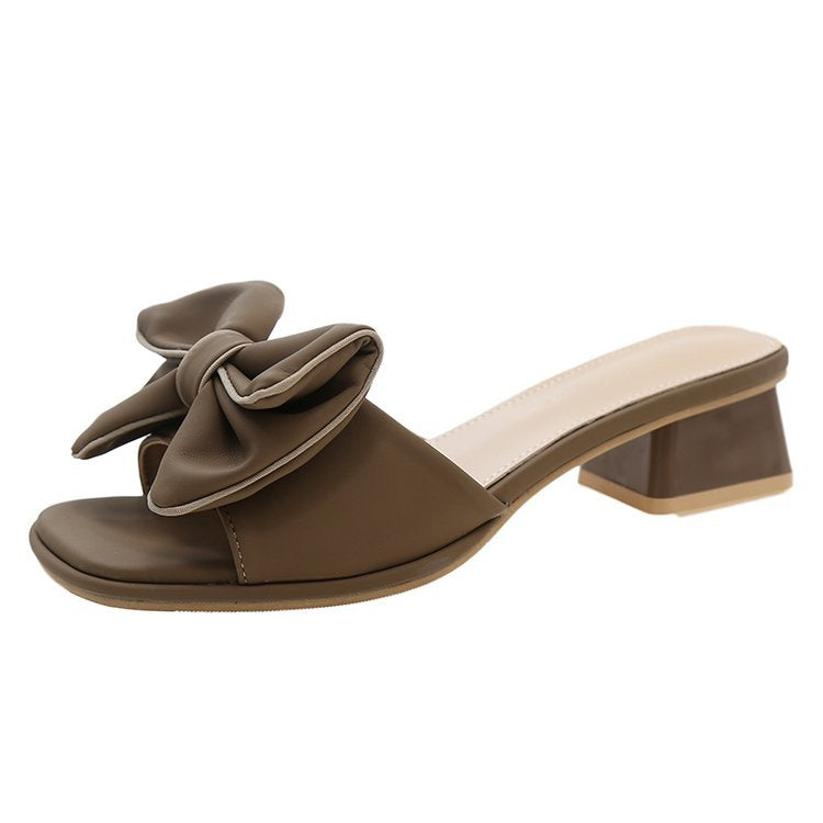 Damen elegante Mules mit großen Schleifenakzenten R&B