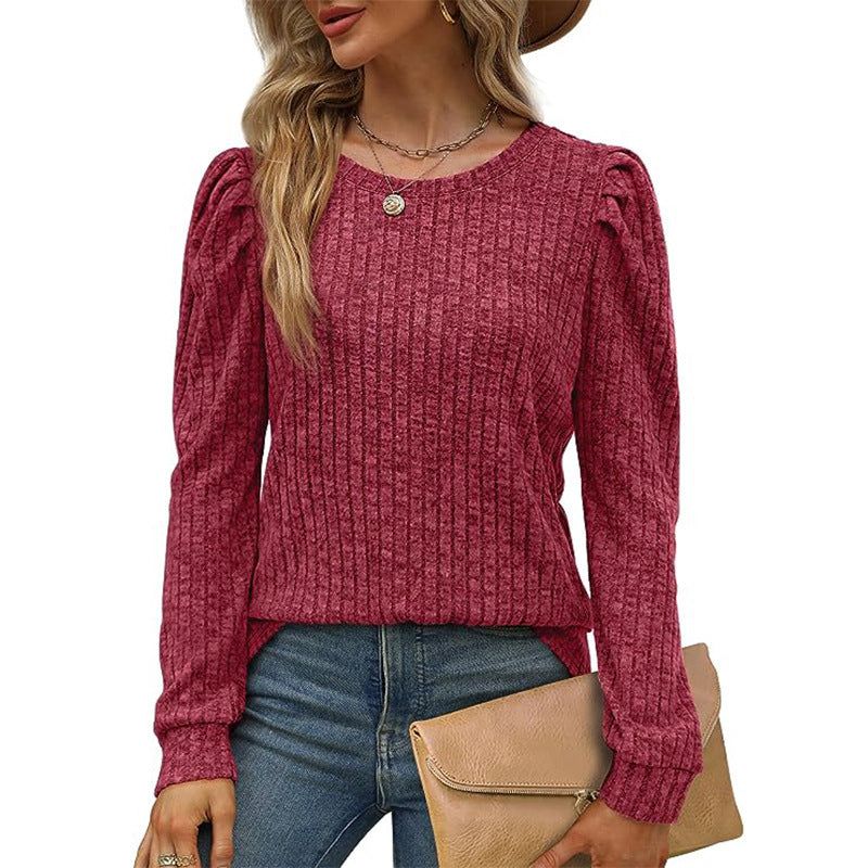 Damen stilvolles Pullover mit gerafften Ärmeln R&B