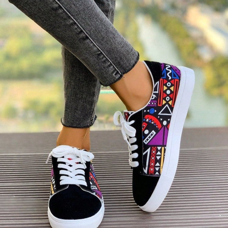 Damen modische Sneakers mit buntem Ethno-Muster R&B