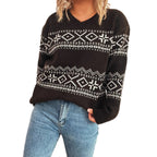 Damen gemütlicher Strickpullover mit traditionellem Muster R&B