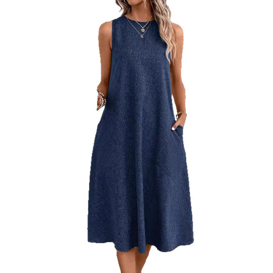 Damen lässiges Sommerkleid mit Taschen und bequemem Schnitt R&B