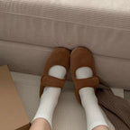 Damen Hausschuhe mit verstellbarem Riemen und weichem Fleecefutter R&B