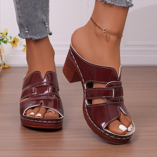Damen Komfortable und elegante Plattform-Pantoletten mit Dekorativem Riemen R&B