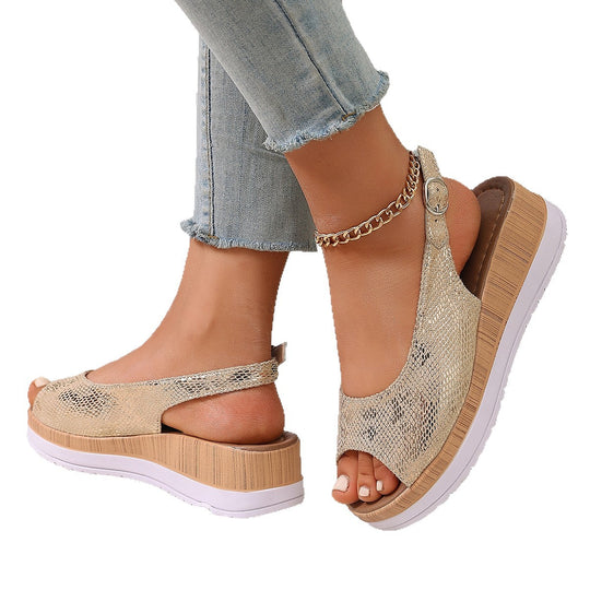 Damen Sling-Sandalen mit raffiniertem Riemen-Design und korkähnlicher Sohle R&B