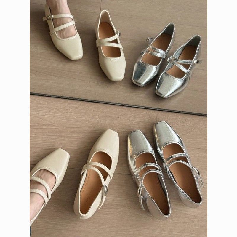 Damen elegante Mary Jane Schuhe mit doppeltem Riemchen und spitzem Zehenbereich R&B