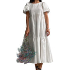 Damen Maxikleid mit voluminösen Puffärmeln und romantischem Design R&B