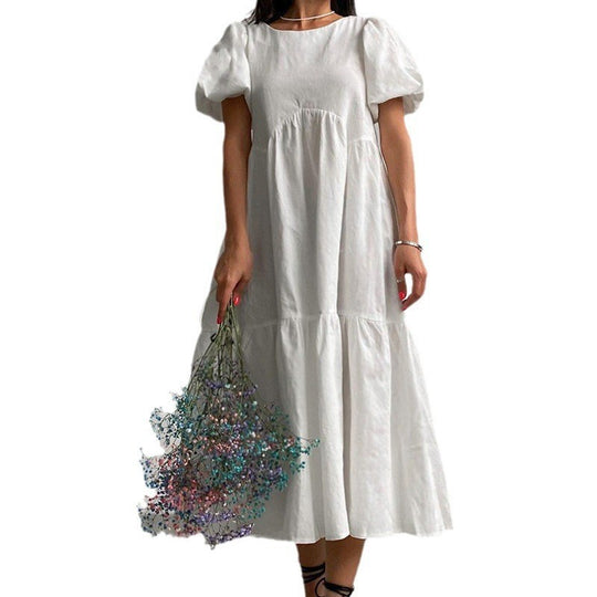 Damen Maxikleid mit voluminösen Puffärmeln und romantischem Design R&B