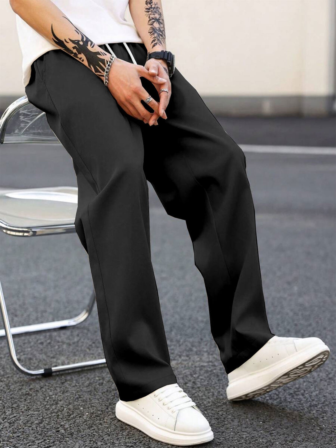 Herren modische Freizeithose mit weiter Passform und elastischem Bund R&B