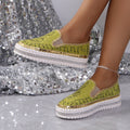 Damen Slip-On Sneakers mit funkelndem Strass