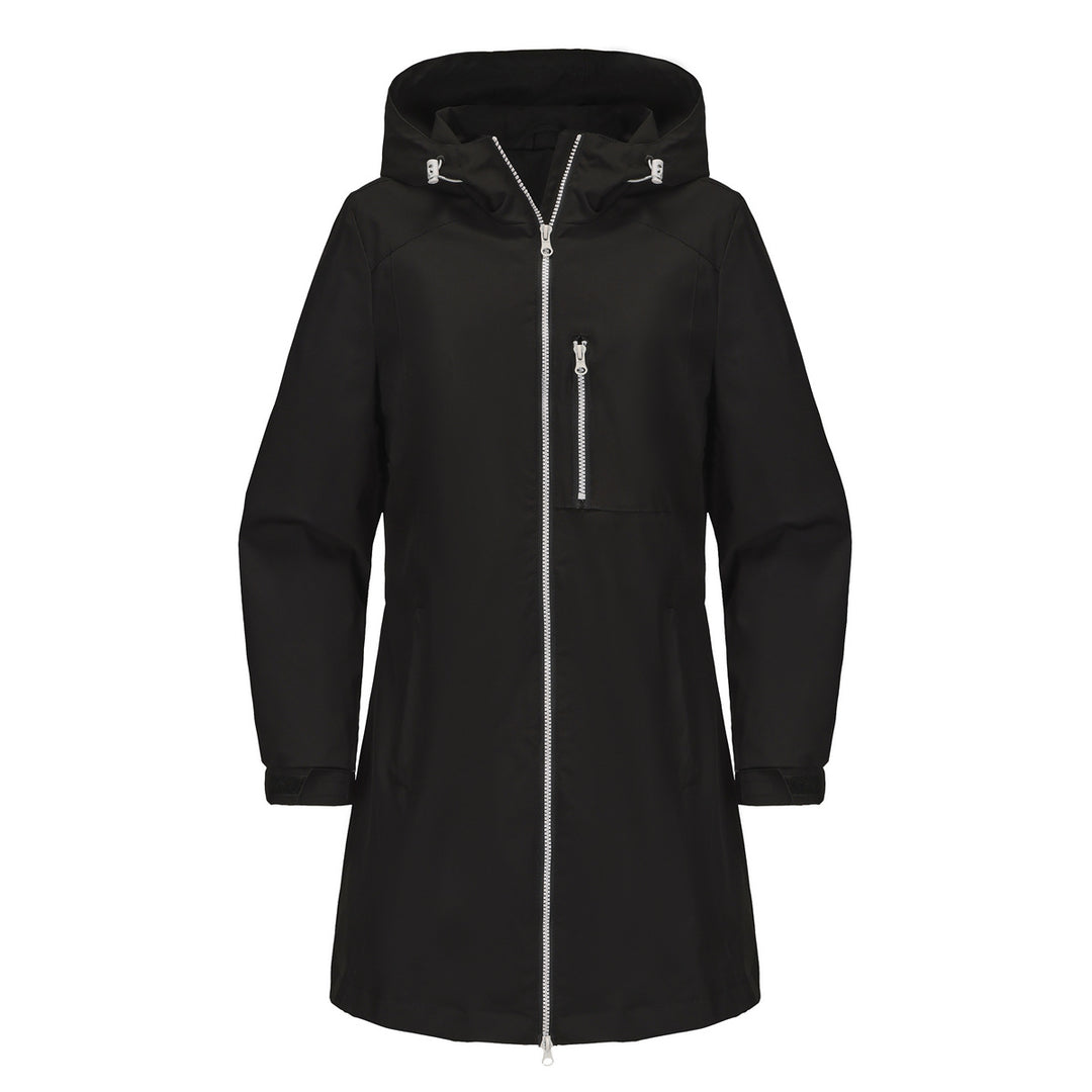 Damen modische Regenjacke mit Kapuze und praktischen Taschen R&B