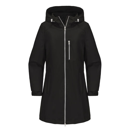 Damen modische Regenjacke mit Kapuze und praktischen Taschen R&B