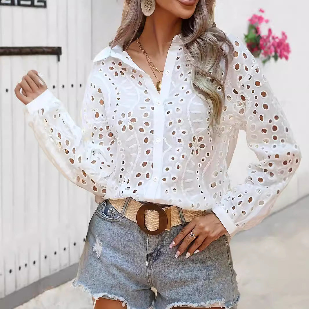 Damen Elegante Bluse mit Spitzenmuster R&B