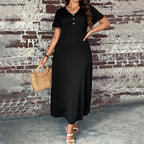 Damen lässiges Maxikleid mit Knopfdetails und elegantem Schnitt R&B