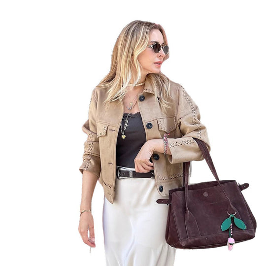Damen lässige Jacke mit dekorativen Nähten R&B