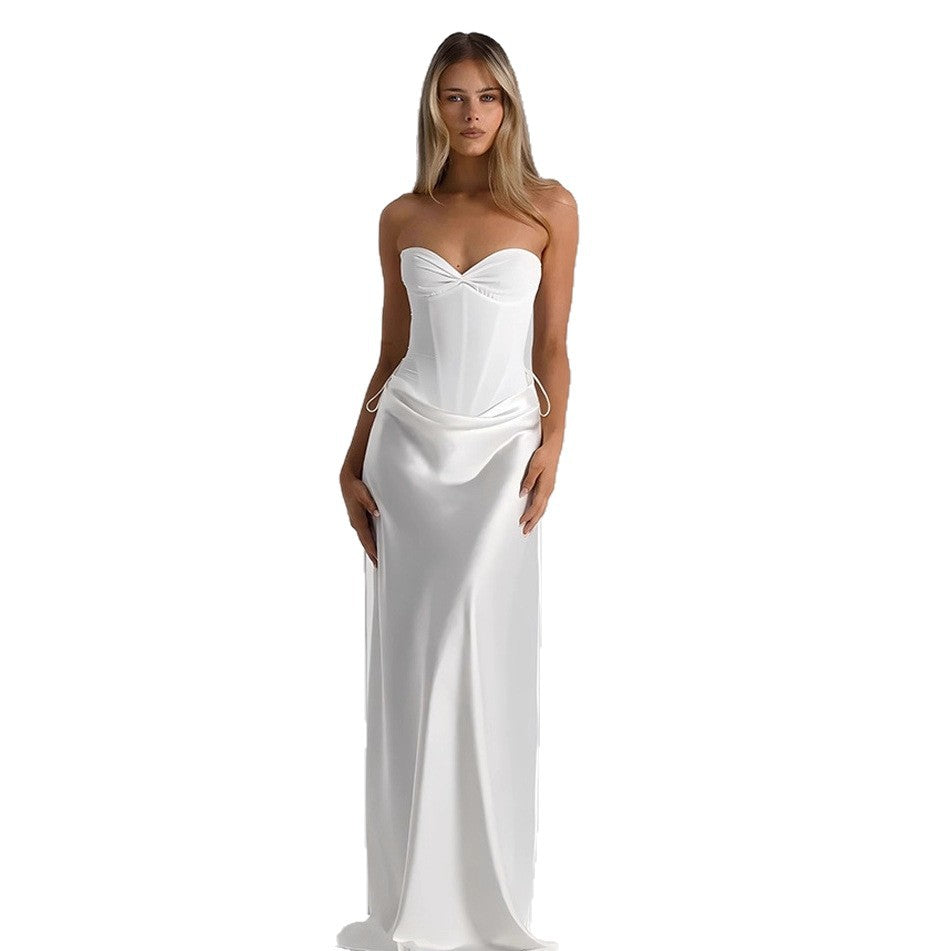 Damen Maxikleid mit elegantem Schnitt und raffinierten Drapierungen R&B